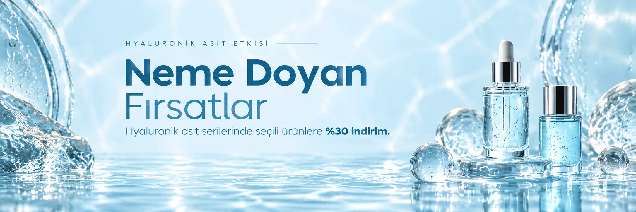 Su yansımaları ve şeffaf dokular arasında nem bakım serumları